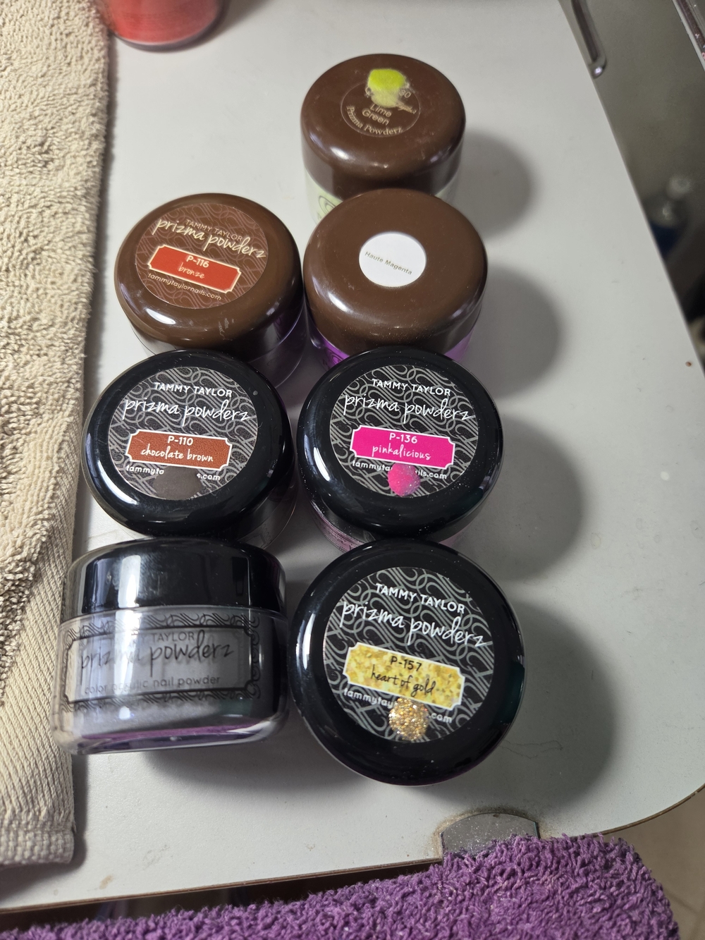 Tammy Taylor Prizma Powderz Nail Pigment Set - Pink, Brown, Gold, Yellow
